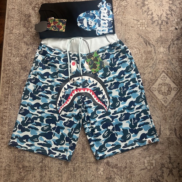 Bape Blue Camo Shark Men Shorts